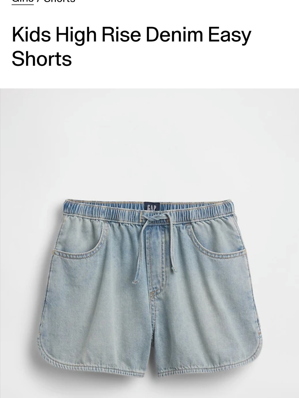 GAP Light Wash High-Waist Drawstring Denim Shorts